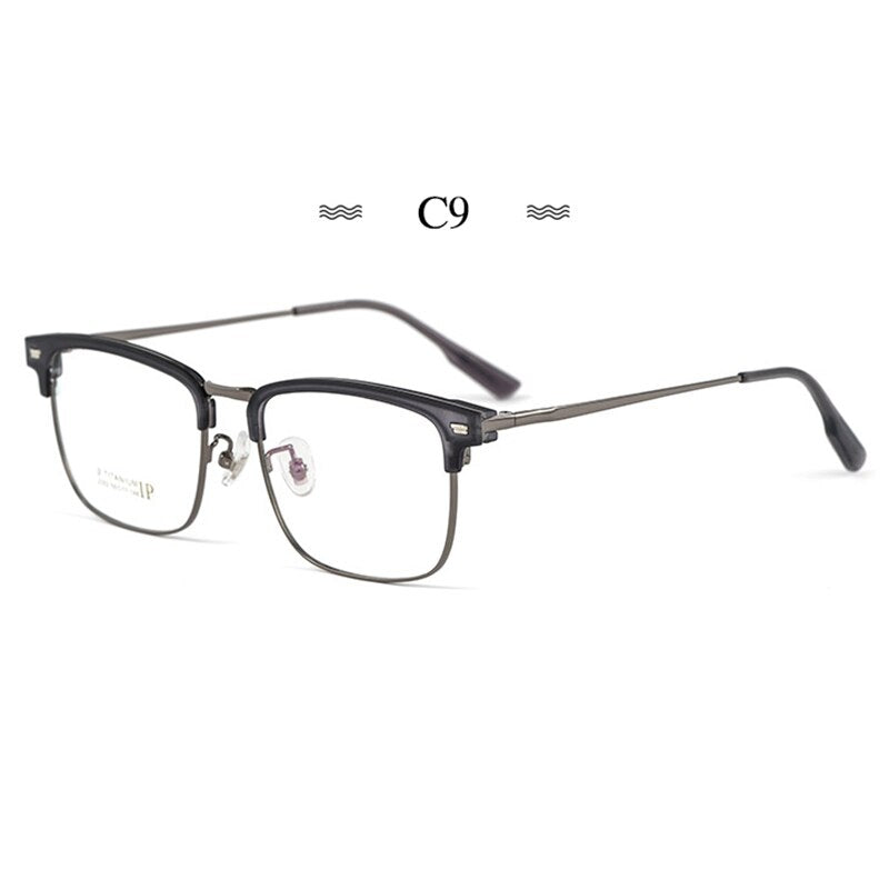 Hotochki Men's Full Rim Square Round Titanium Alloy Frame Eyeglasses 2322bj Full Rim Hotochki C9  