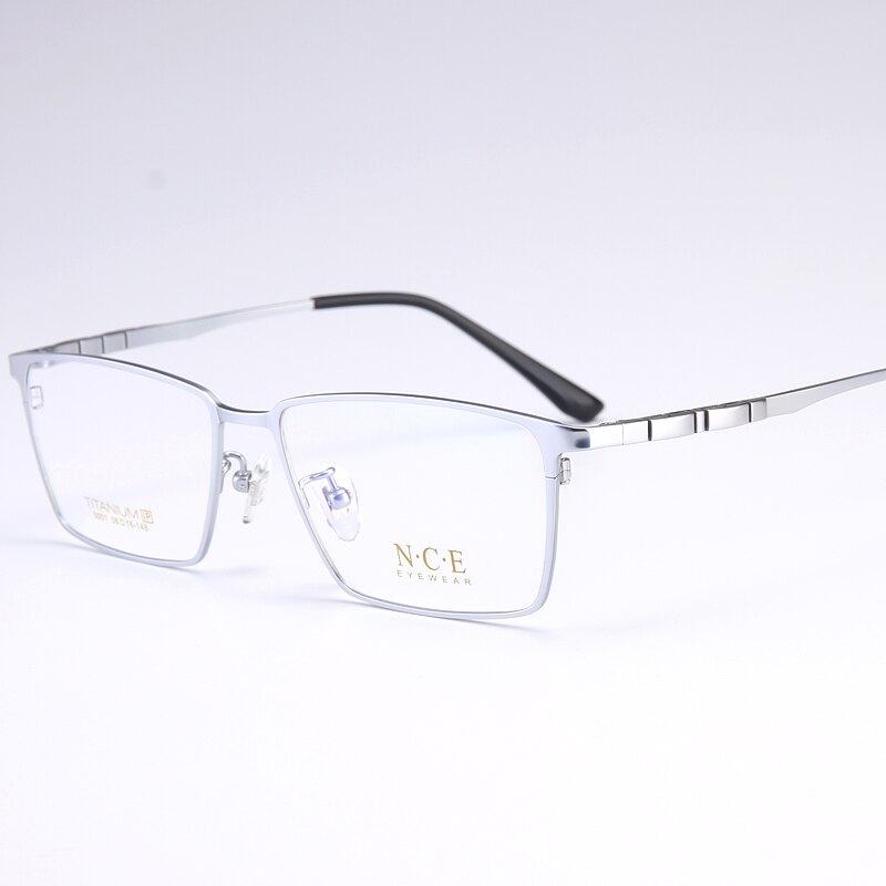 Bclear Men's Full Rim Square Titanium Eyeglasses My5001 Full Rim Bclear Silver  