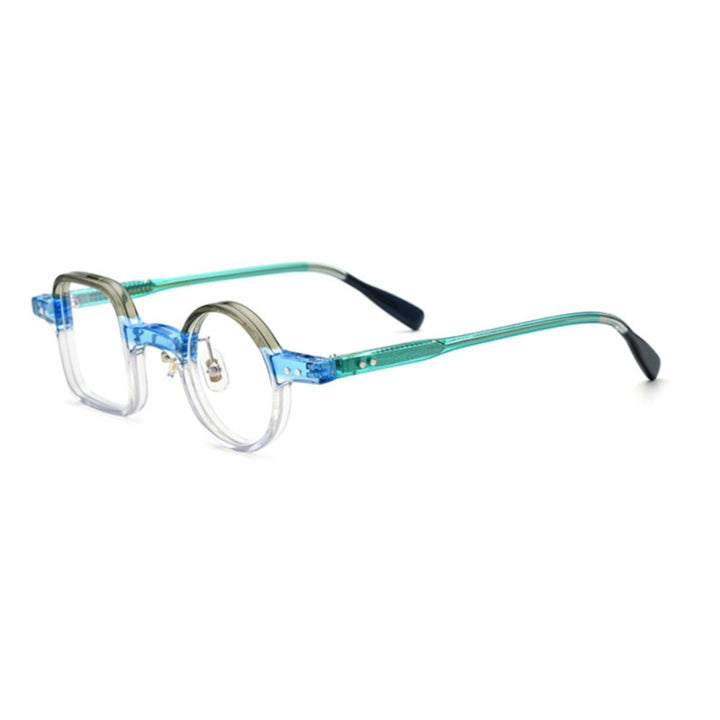 CCspace Unisex Full Rim Irregular Square Round Acetate Eyeglasses 53329 Full Rim CCspace gray-light blue China