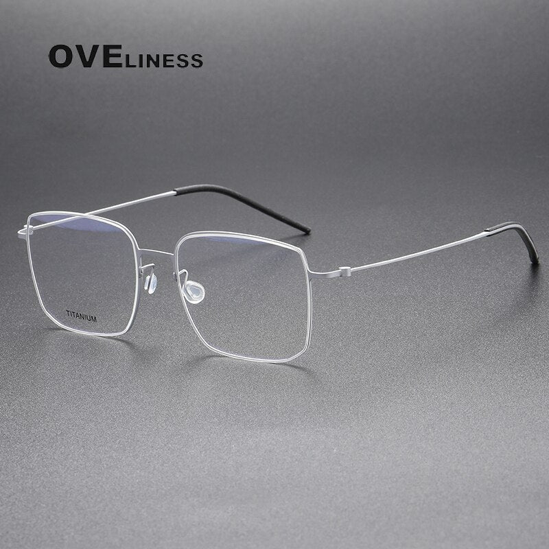 Oveliness Unisex Full Rim Square Screwless Titanium Eyeglasses 5511 Full Rim Oveliness silver