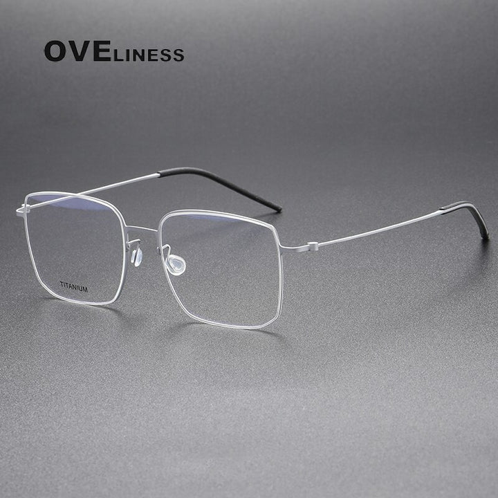 Oveliness Unisex Full Rim Square Screwless Titanium Eyeglasses 5511 Full Rim Oveliness silver
