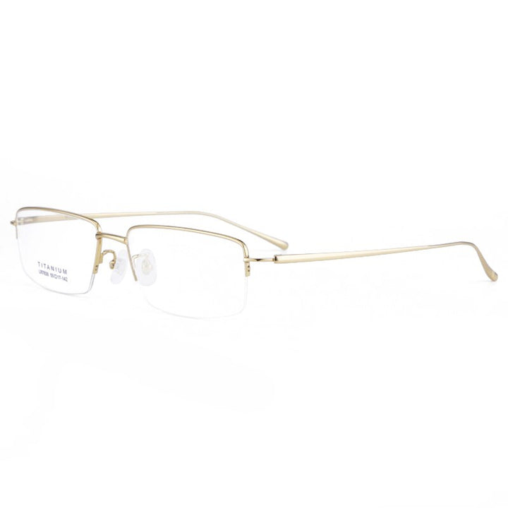 Bclear Men's Semi Rim Square Titanium Eyeglasses Lb7836 Semi Rim Bclear Gold