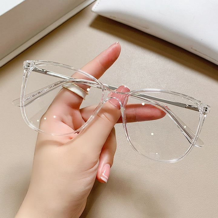 CCspace Unisex Full Rim Square Cat Eye Tr 90 Titanium Eyeglasses 55713 Full Rim CCspace Clear China