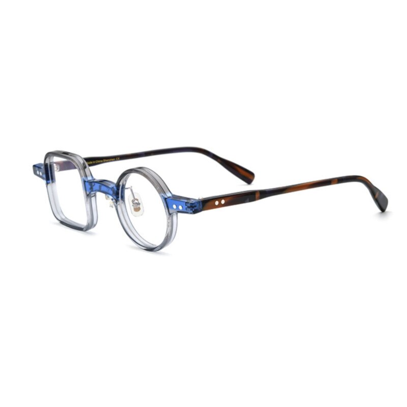 CCspace Unisex Full Rim Irregular Square Round Acetate Eyeglasses 53329 Full Rim CCspace gray-blue China