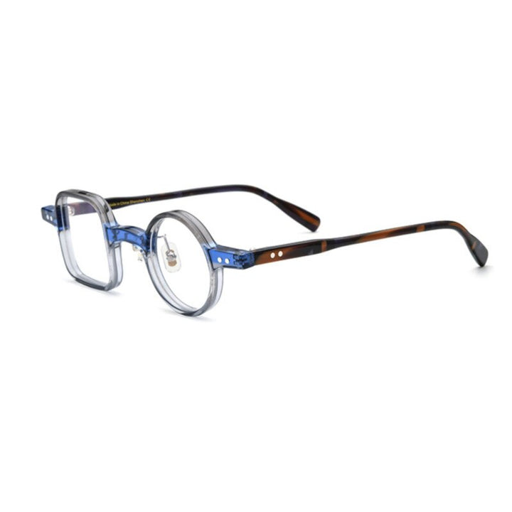 CCspace Unisex Full Rim Irregular Square Round Acetate Eyeglasses 53329 Full Rim CCspace gray-blue China