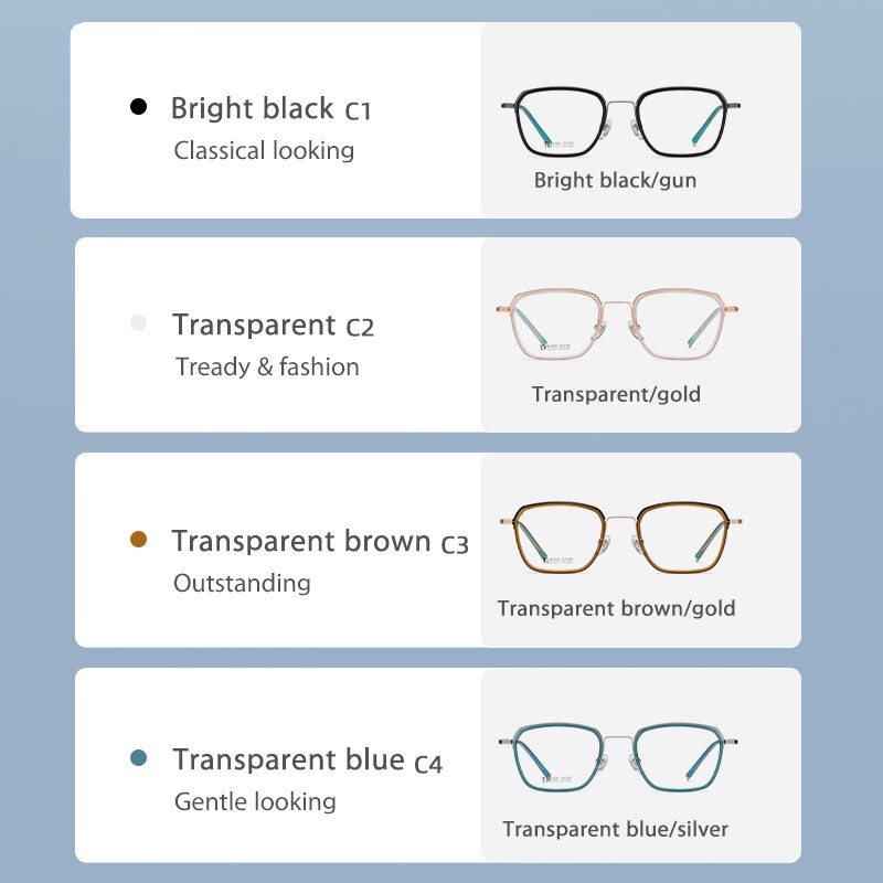 Reven Jate Unisex Full Rim Square Acetate Titanium Frame Eyeglasses R2325 Full Rim Reven Jate