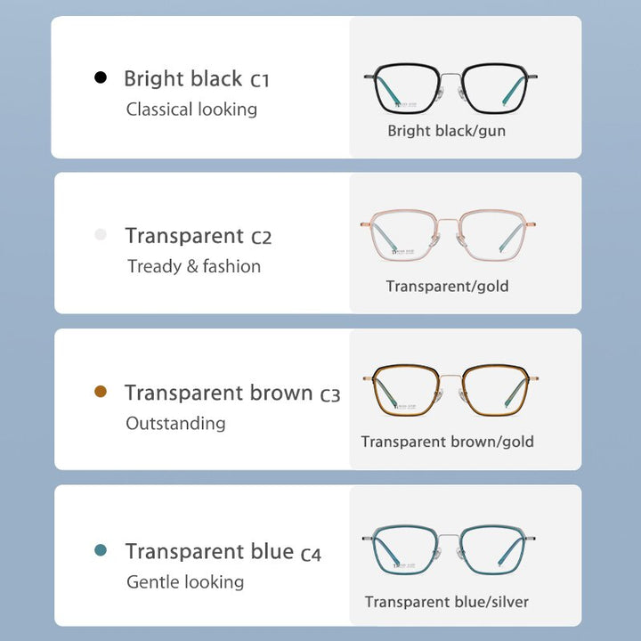 Reven Jate Unisex Full Rim Square Acetate Titanium Frame Eyeglasses R2325 Full Rim Reven Jate