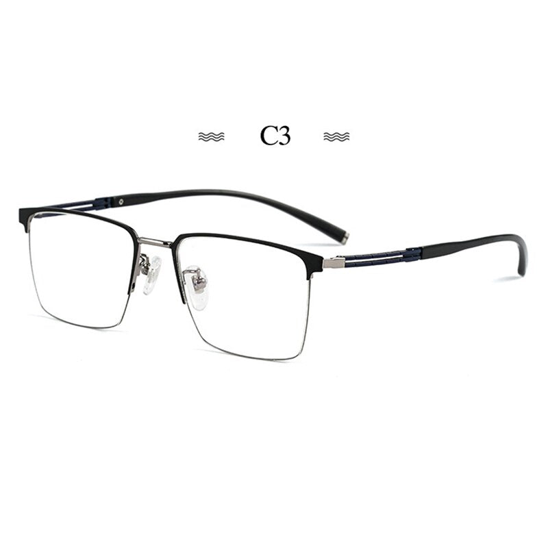 Hotochki Men's Full Rim Square Tr 90 Titanium Frame Eyeglasses T8610t Full Rim Hotochki gray