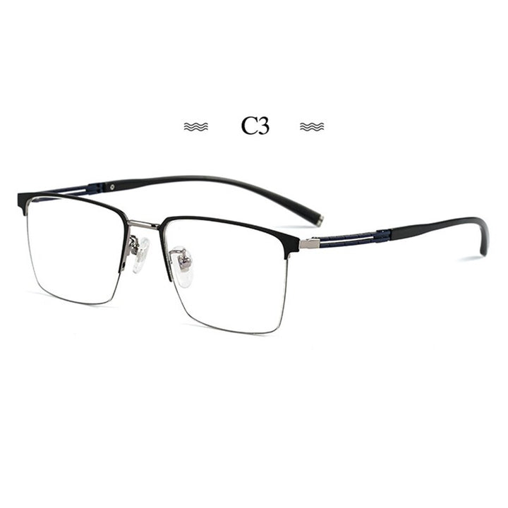 Hotochki Men's Full Rim Square Tr 90 Titanium Frame Eyeglasses T8610t Full Rim Hotochki gray