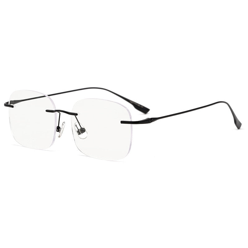 Zirosat Unisex Rimless Square Titanium Eyeglasses1135 Rimless Zirosat black