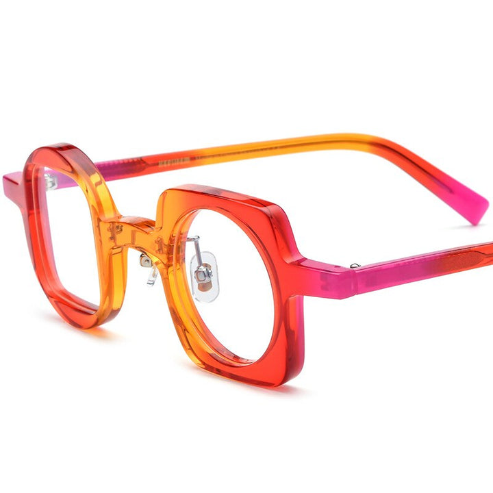 CCspace Unisex Full Rim Square Round Acetate Eyeglasses 55660 Full Rim CCspace OrangeRed China