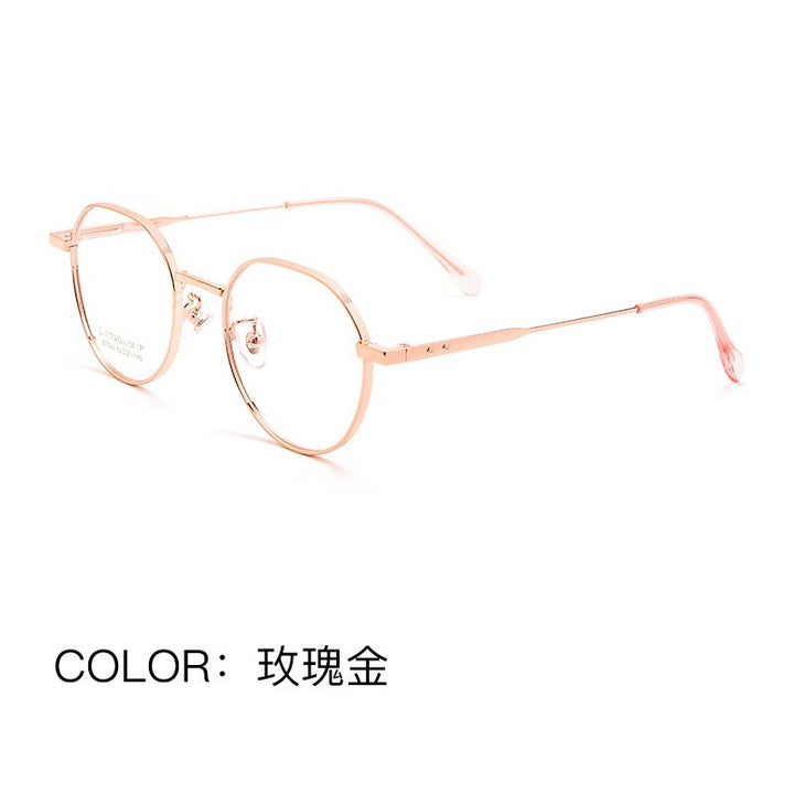Yimaruili Unisex Full Rim Polygonal Titanium Eyeglasses Bt020t Full Rim Yimaruili Eyeglasses Rose Gold