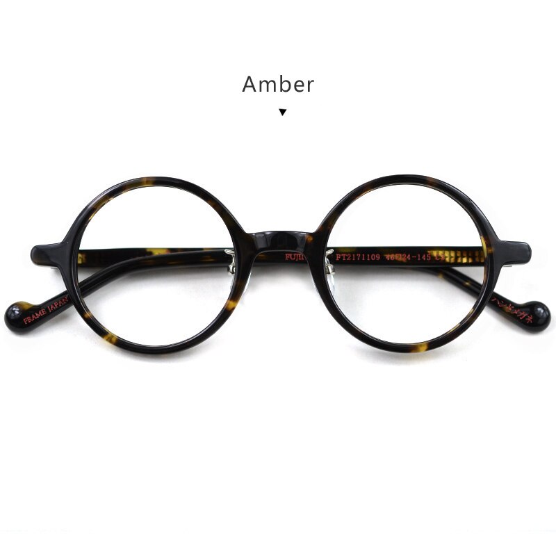Hdcrafter Unisex Full Rim Round Acetate Eyeglasses Pt2171109 Full Rim Hdcrafter Eyeglasses Amber