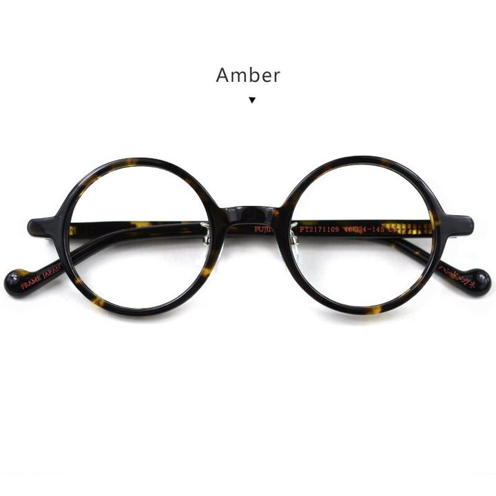 Hdcrafter Unisex Full Rim Round Acetate Eyeglasses Pt2171109 Full Rim Hdcrafter Eyeglasses Amber