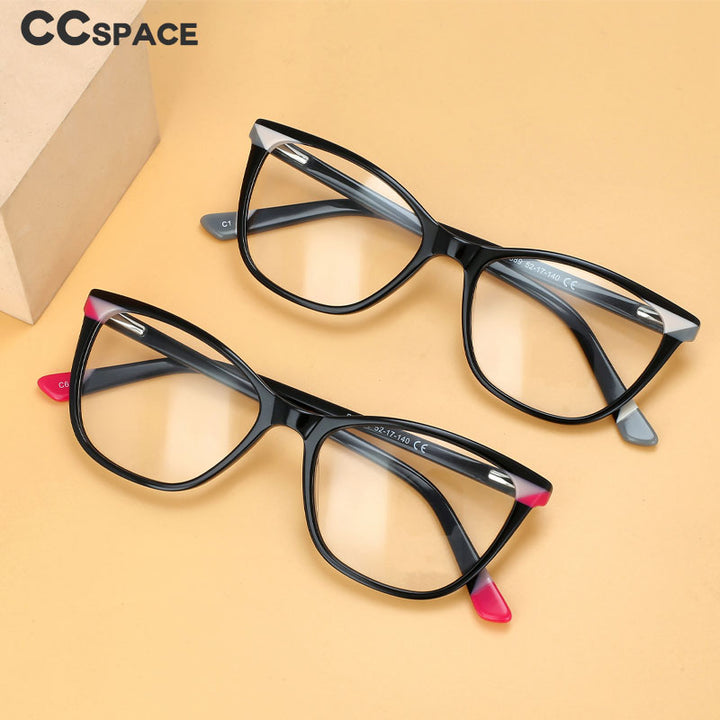 CCspace Unisex Full Rim Small Square Acetate Eyeglasses 55566 Full Rim CCspace