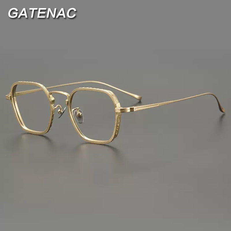 Gatenac Unisex Full Rim Polygon Square Titanium Eyeglasses Gxyj889 Full Rim Gatenac