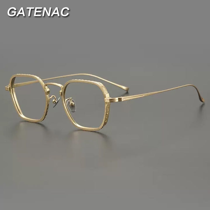 Gatenac Unisex Full Rim Polygon Square Titanium Eyeglasses Gxyj889 Full Rim Gatenac
