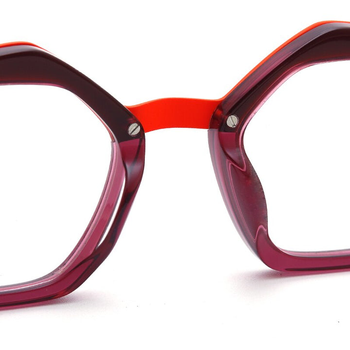Muzz Unisex Full Rim Polygon Square Acetate Alloy Eyeglasses 1175 Full Rim Muzz