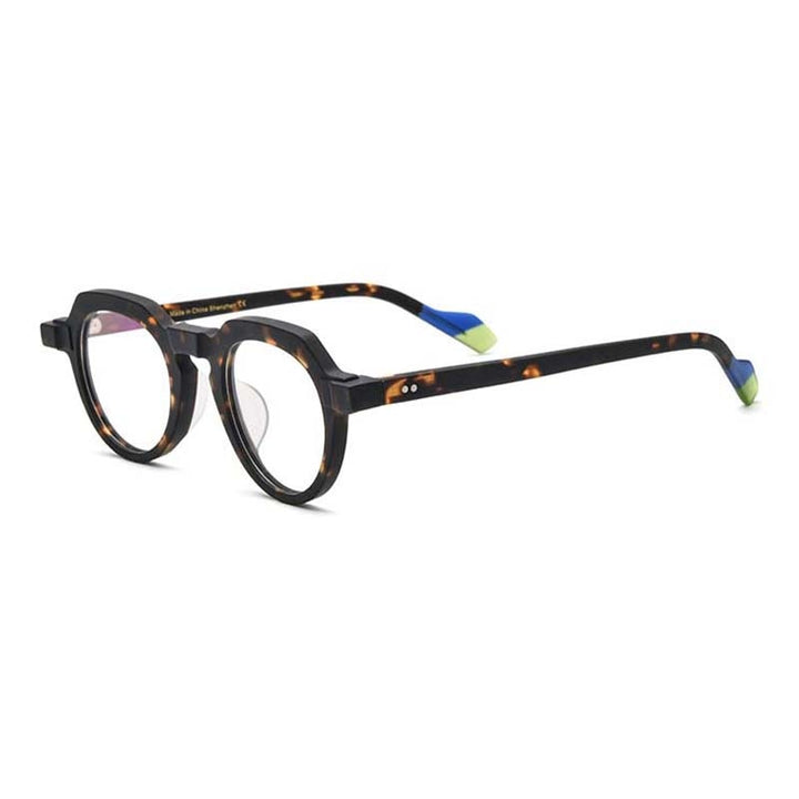 CCspace Unisex Full Rim Irregular Round Acetate Eyeglasses 54702 Full Rim CCspace Matte black leopard China