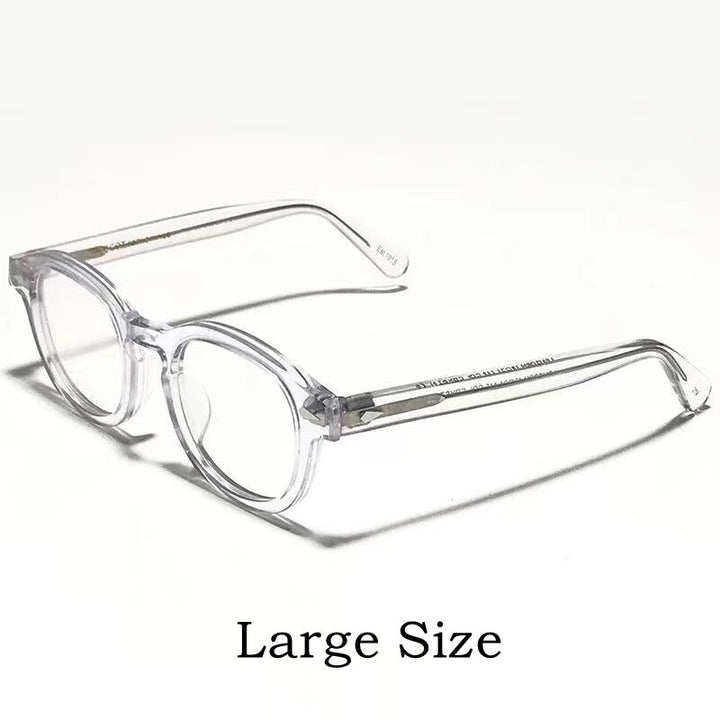 Yimaruili Unisex Full Rim Round Acetate Eyeglasses Three Sizes Y1915 Full Rim Yimaruili Eyeglasses M Transparent