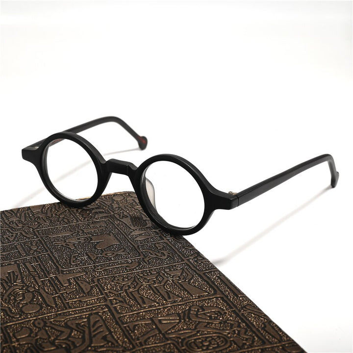Cubojue Unisex Full Rim Small Round 38mm Acetate Hyperopic Reading Glasses A916 Reading Glasses Cubojue