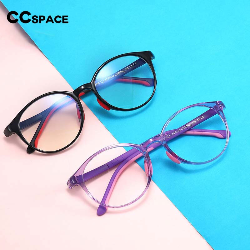 CCspace Unisex Youth Full Rim Round Tr 90 Silicone Eyeglasses 54678 Full Rim CCspace