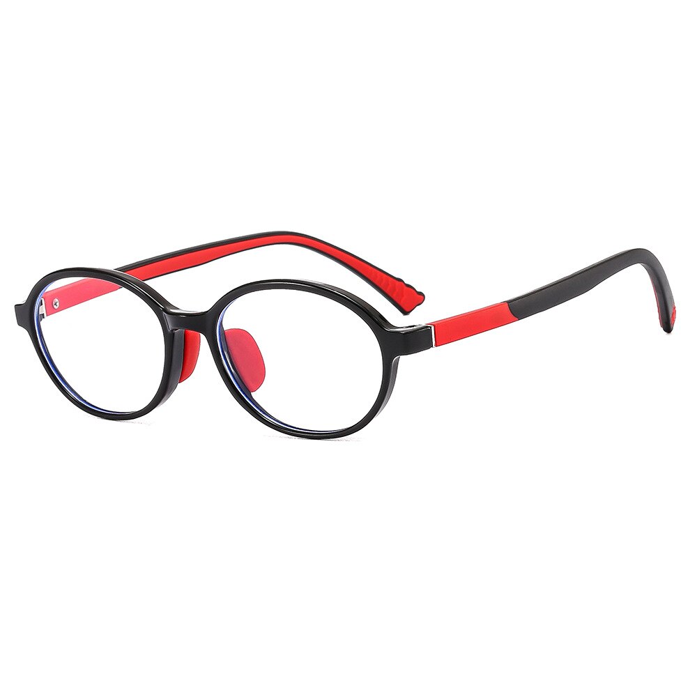 CCspace Unisex Youth Full Rim Round Silicone Eyeglasses 54674 Full Rim CCspace Black red China