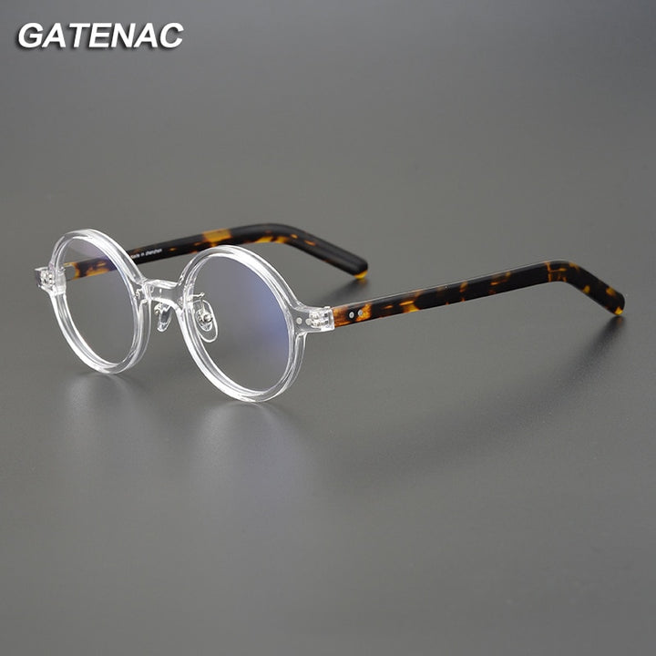 Gatenac Unisex Full Rim Round Acetate Eyeglasses Gxyj1037 Full Rim Gatenac