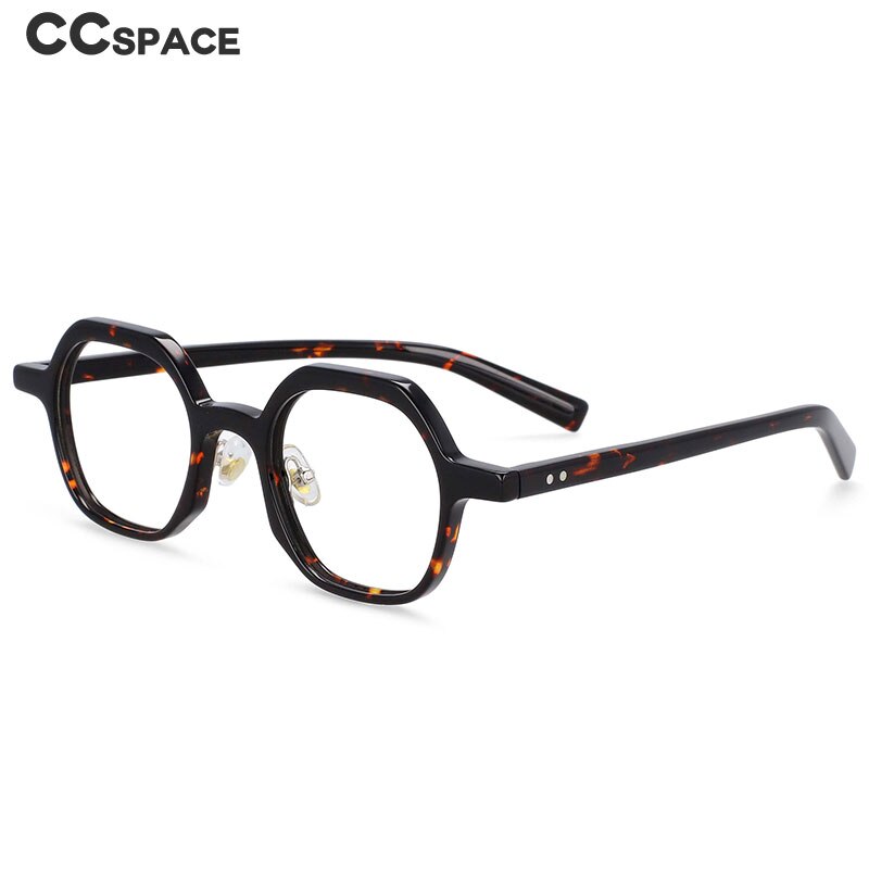 CCspace Unisex Full Rim Polygonal Acetate Frame Eyeglasses 54229 Full Rim CCspace