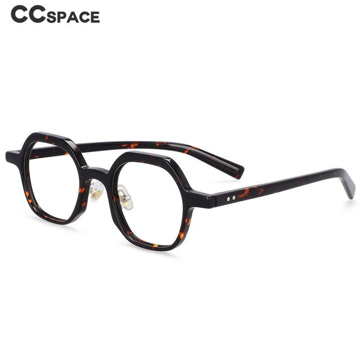 CCspace Unisex Full Rim Polygonal Acetate Frame Eyeglasses 54229 Full Rim CCspace
