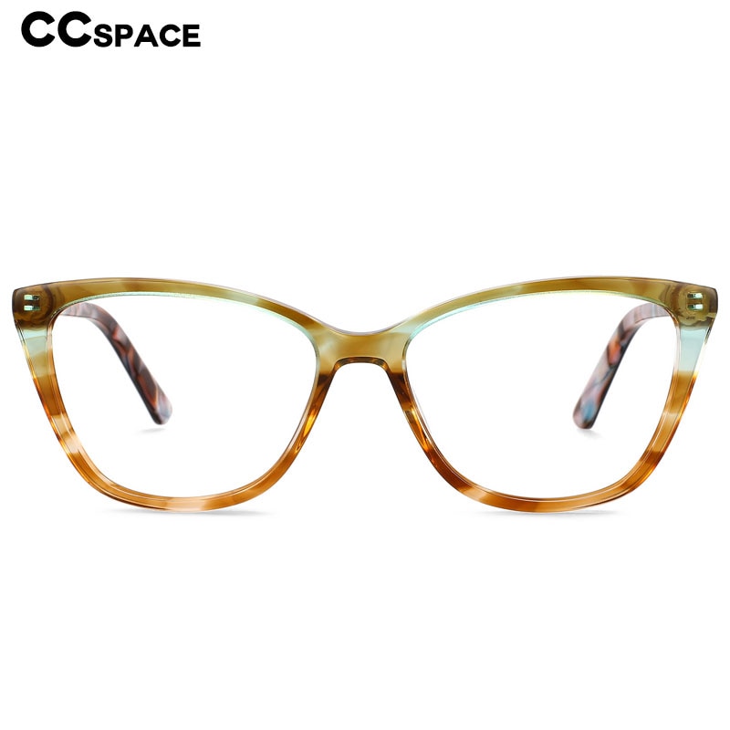 CCspace Unisex Full Rim Square Cat Eye Acetate Eyeglasses 55569 Full Rim CCspace