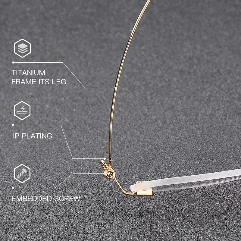 Reven Jate Unisex Rimless Rectangle Titanium Alloy Eyeglasses 8587 Rimless Reven Jate