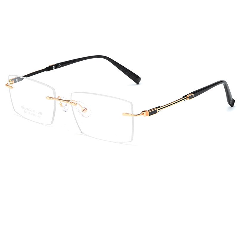 Yimaruili Unisex Rimless Large Square Rectangle Titanium Eyeglasses Z16WK Rimless Yimaruili Eyeglasses Gold