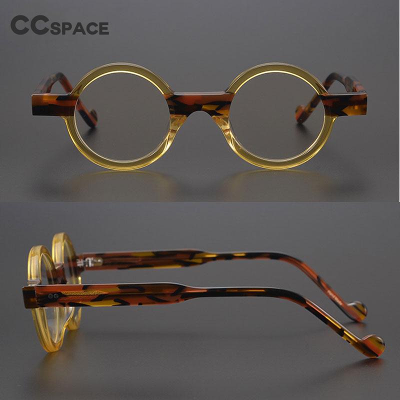 CCspace Unisex Full Rim Round Acetate Steampunk Eyeglasses 55104 Full Rim CCspace