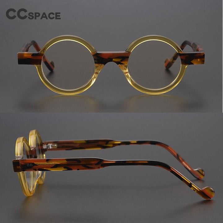 CCspace Unisex Full Rim Round Acetate Steampunk Eyeglasses 55104 Full Rim CCspace