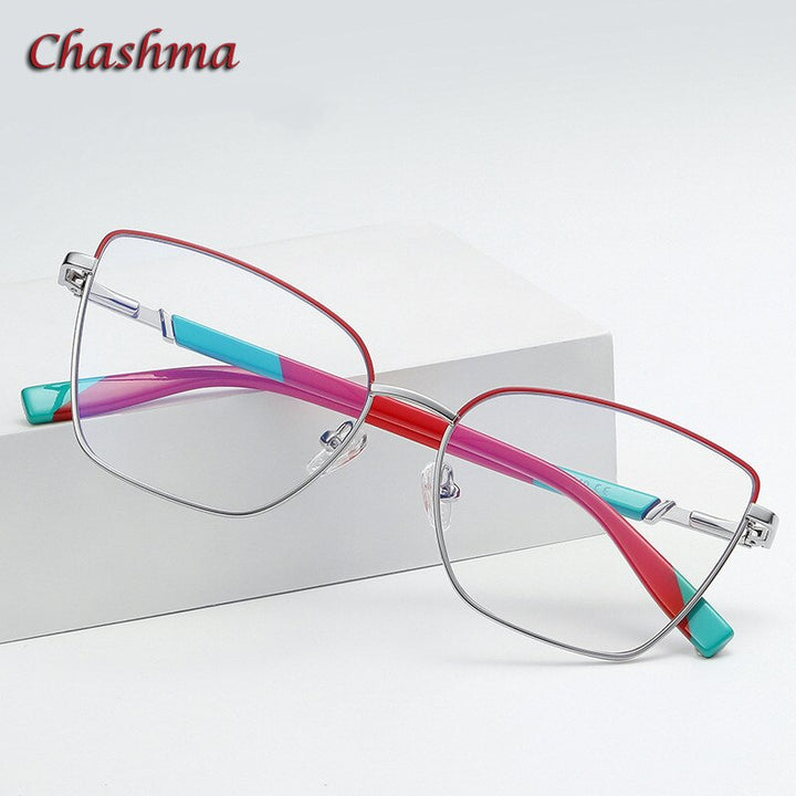 Chashma Ochki Unisex Full Rim Square Cat Eye Tr 90 Stainless Steel Eyeglasses 3016 Full Rim Chashma Ochki   
