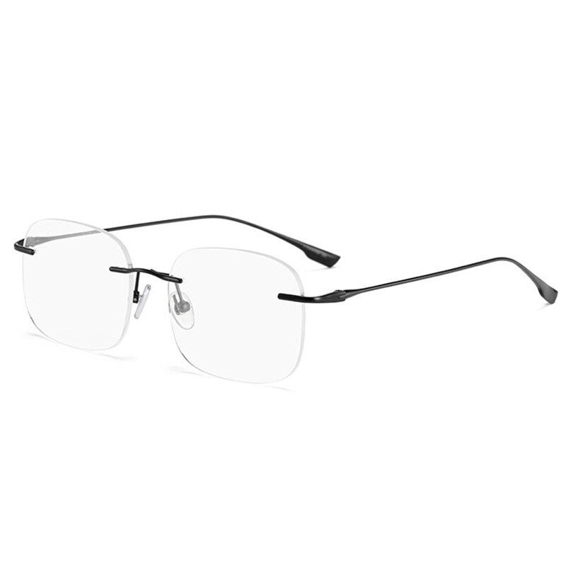 Handoer Men's Rimless Customized Lens Shape Titanium Eyeglasses 99219 Rimless Handoer Black  