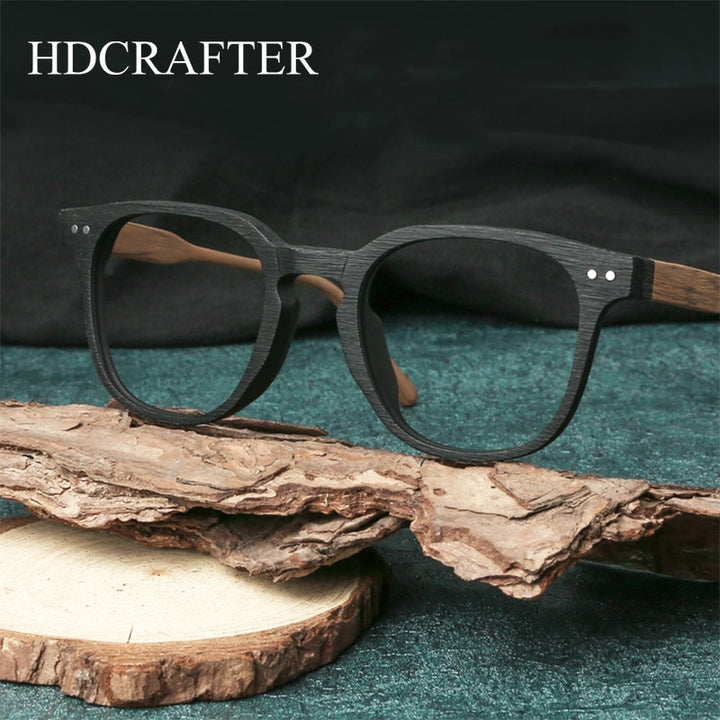 Hdcrafter Men's Full Rim Square Bamboo Wood Eyeglasses M9205 Full Rim Hdcrafter Eyeglasses