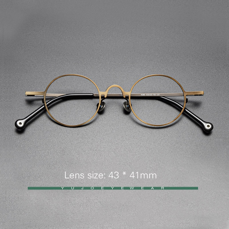 Yujo Unisex Full Rim Small 43mm Round Alloy Eyeglasses Y069 Full Rim Yujo