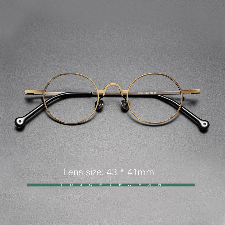 Yujo Unisex Full Rim Small 43mm Round Alloy Eyeglasses Y069 Full Rim Yujo