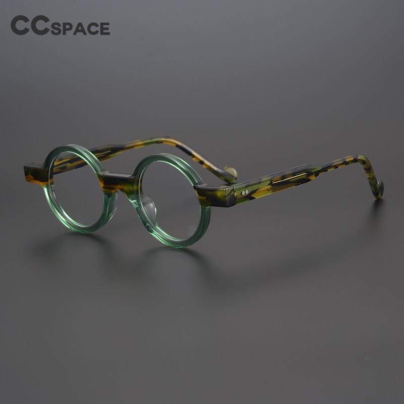 CCspace Unisex Full Rim Round Acetate Steampunk Eyeglasses 55104 Full Rim CCspace