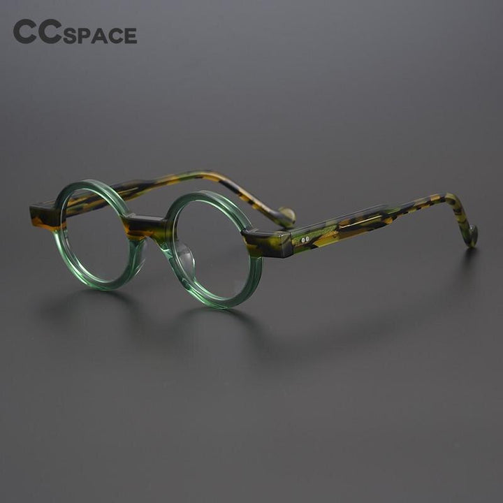 CCspace Unisex Full Rim Round Acetate Steampunk Eyeglasses 55104 Full Rim CCspace