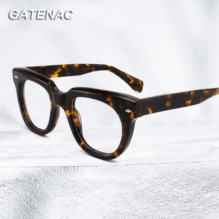 Gatenac Unisex Full Rim Square Acetate Frame Eyeglasses Gxyj774 Full Rim Gatenac