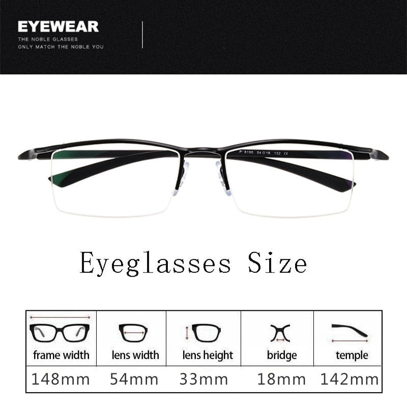Hdcrafter Men's Semi Rim Square Titanium Eyeglasses P8190 Semi Rim Hdcrafter Eyeglasses