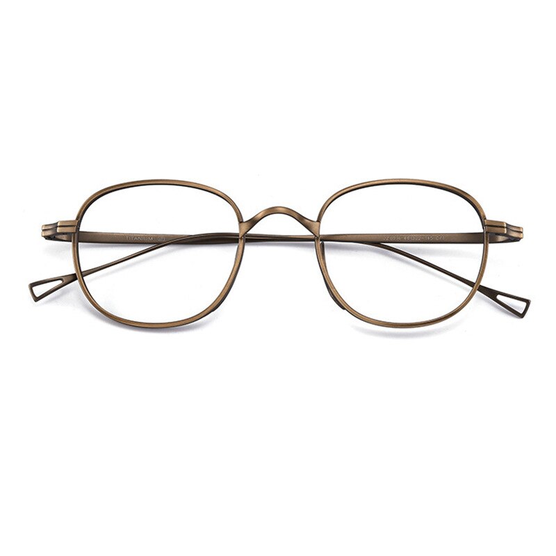 Reven Jate Unisex Full Rim Round Square Titanium Eyeglasses 8016 Full Rim Reven Jate brown