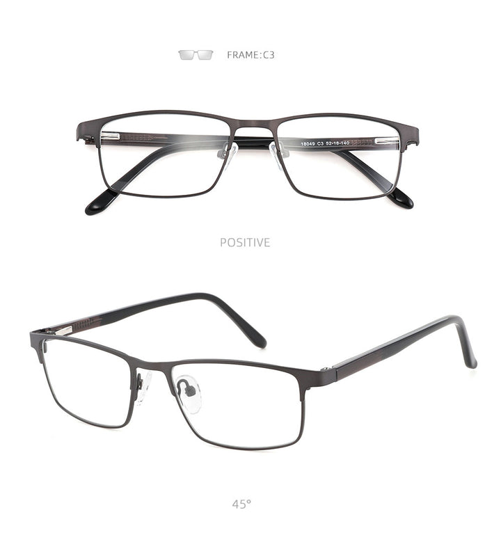 Laoyehui Unisex Full Rim Square Alloy Reading Glasses Anti Blue Light 18049 Reading Glasses Laoyehui