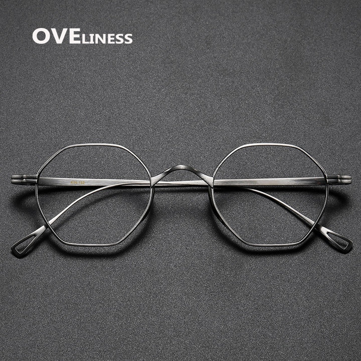 Oveliness Unisex Full Rim Irregular Round Titanium Eyeglasses Ol1y52 Full Rim Oveliness