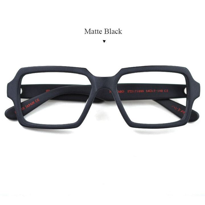 Hdcrafter Men's Full Rim Oversized Square Acetate Frame Eyeglasses Ft2171099 Full Rim Hdcrafter Eyeglasses Matte Black