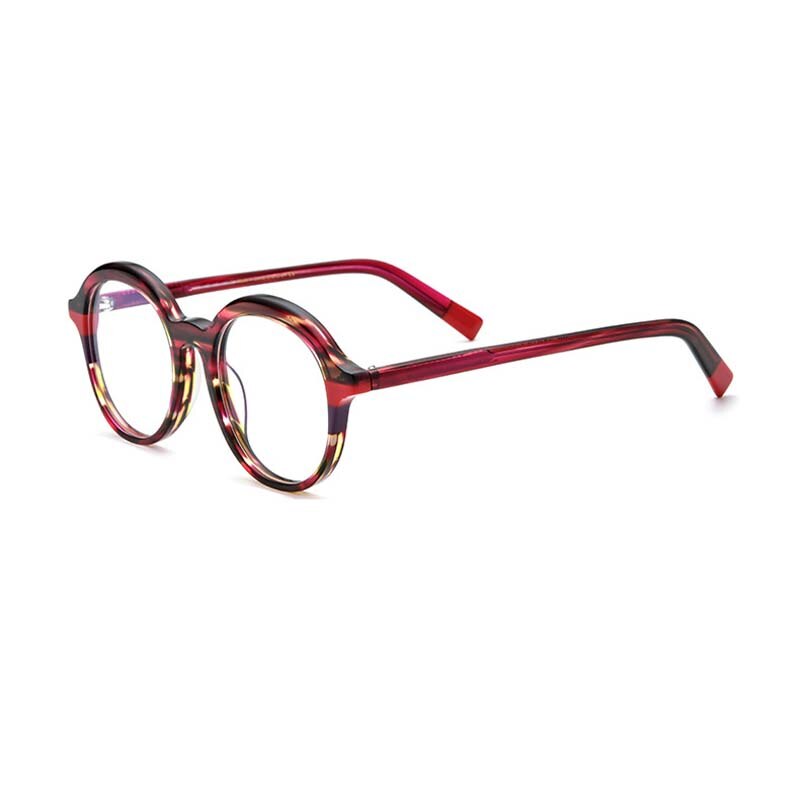CCspace Unisex Full Rim Large Round Tr 90 Titanium Eyeglasses 53342 Full Rim CCspace Red-leopard China