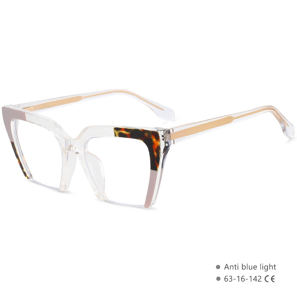CCspace Women's Semi Rim Cat Eye Tr 90 Titanium Eyeglasses 55581 Semi Rim CCspace China C7Gray
